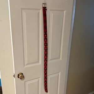 Red Plaid Belt with Silver Accents